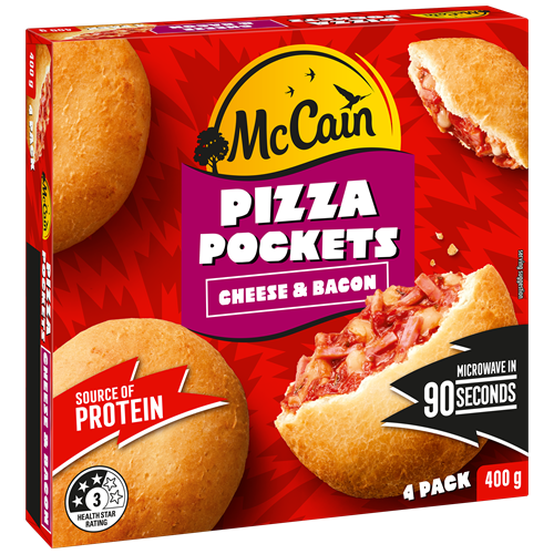 Pizza Pockets Cheese & Bacon 400g
