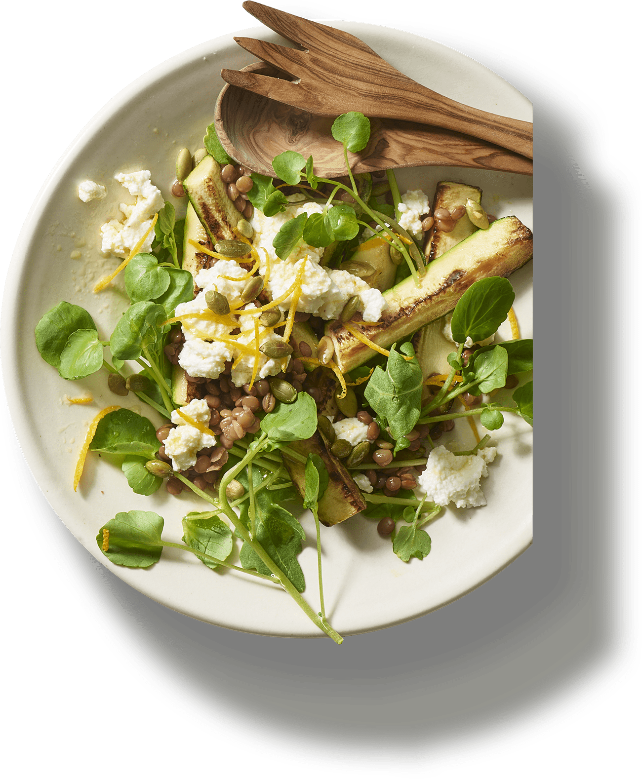 Roasted Zucchini and Cress Salad with Ricotta