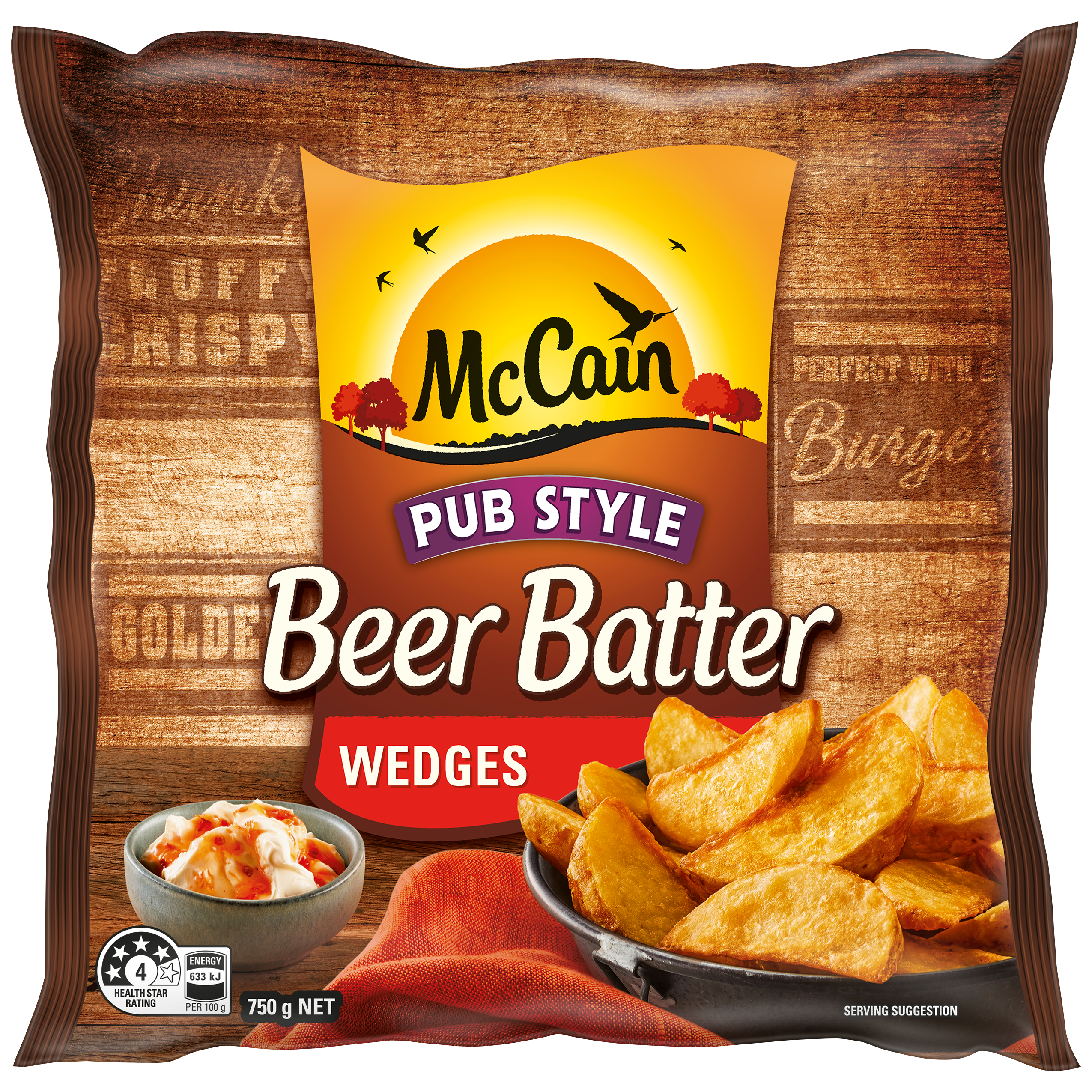 Pub Style Beer Batter Wedges 750g